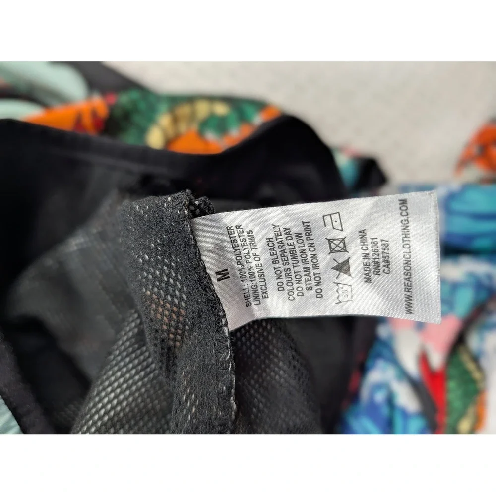 Reason Clothing Mens Japanese Dragon Tiger Wave Half Zip Anorak Jacket Medium